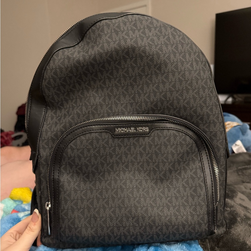 Michael Kors Jaycee Large Backpack Logo Signature MK Black